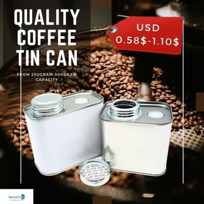 9Oz metaalkoffie Bean Tin Rust Resistant Square Tea Tin Cans