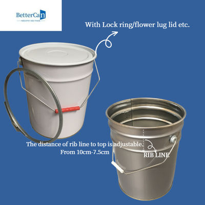 Witte 20L Pail Bucket, de Stapelbare Trommel van het 20 Literstaal met Staalhandvat