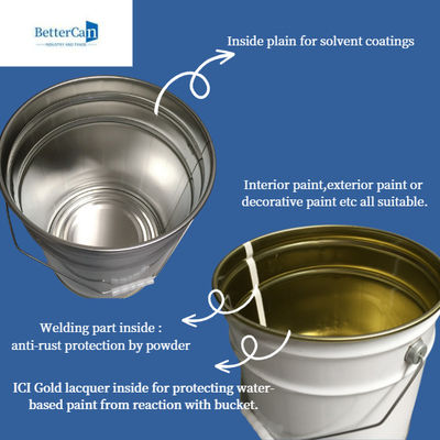 Witte 20L Pail Bucket, de Stapelbare Trommel van het 20 Literstaal met Staalhandvat