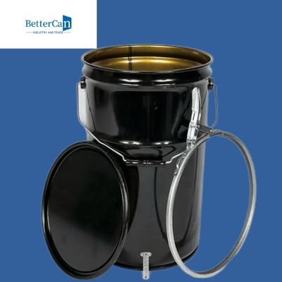0.32mm0.43mm de Emmer van de Metaalverf    20l zwarte Emmer met Deksel